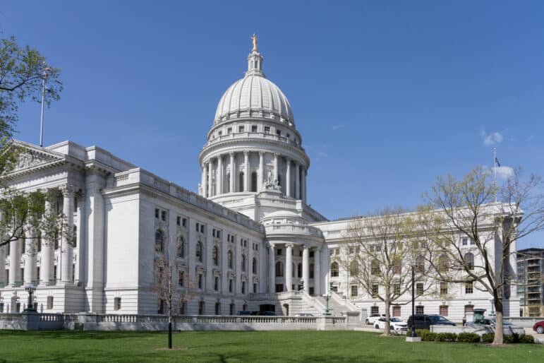 Wisconsin State Capitol in Madison, Wisconsin, USA, on May 4, 2023.